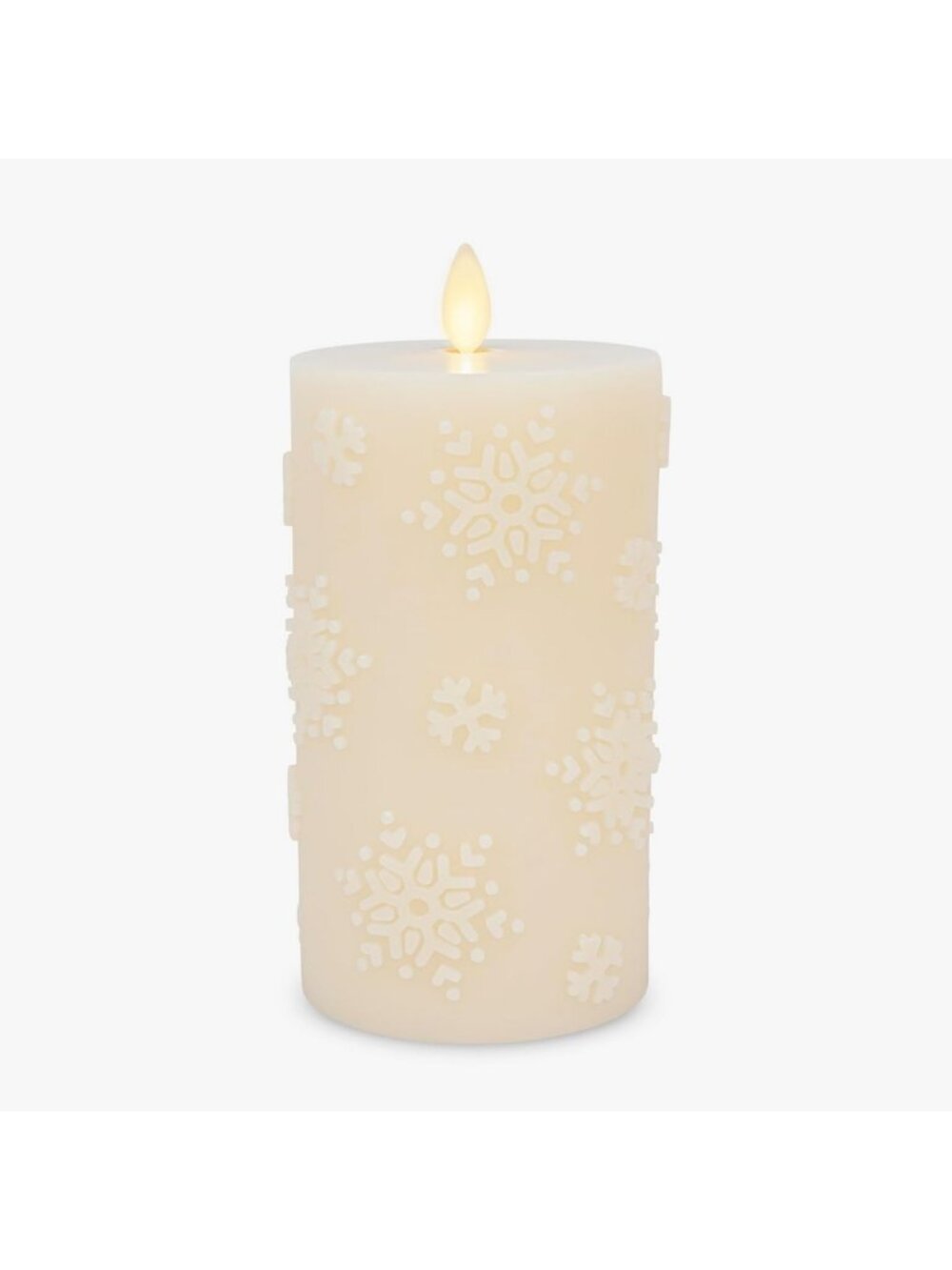 Flameless LED Candle - White Swan Snowflake Design, Moving Flame, Timer, Real